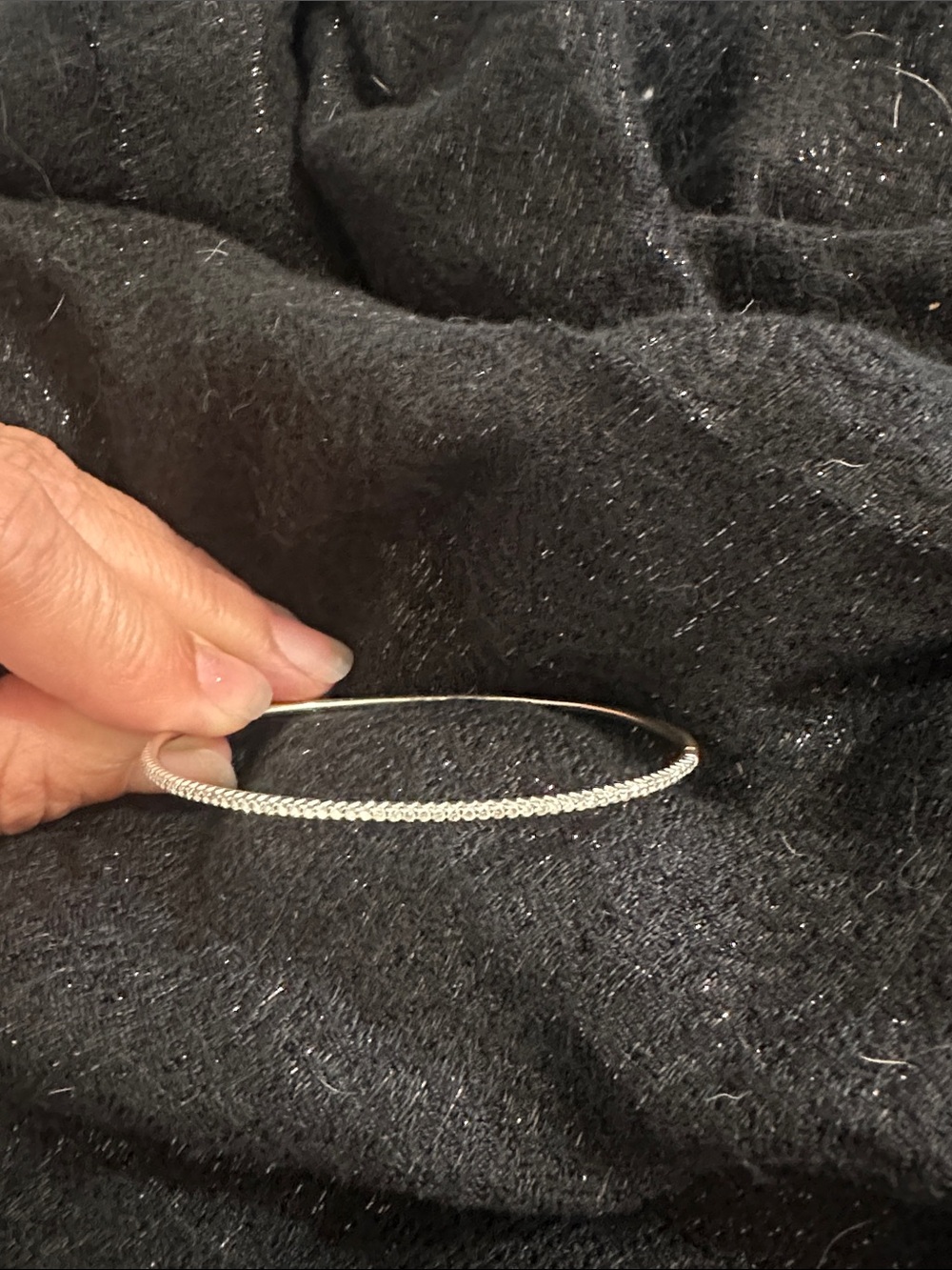 *Retired* Roberto Coin 18K White Gold & Paved Diamond Bangle